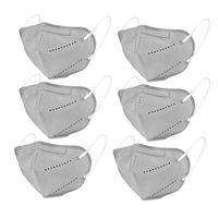 OOMPH Pack Of 6 Anti-pollution Reusable 5-layer Mask - Grey