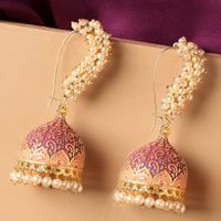 OOMPH Pink Meenakari Pearls Jhumki Earrings