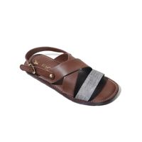 PAIO Solid Brown Cross Strap Sandals