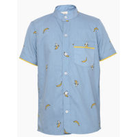 Luyk Blue Banana Printed Half Sleeves Cotton Shirt