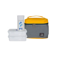 Lock & Lock Plastic Lunch Box Set With Bag, 3-pieces, Multicolour (hpl758s3cg)