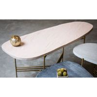 Living With Elan Pietra Eclipse Polished Brass Finish Table - Pink Sandstone