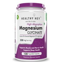 HealthyHey Nutrition High Absorption Magnesium Glycinate, 550mg - Veg Capsules