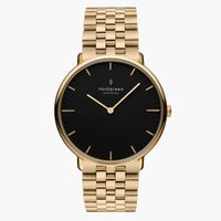 Nordgreen Native 36mm, Gold Black Dial with Gold 5-Link watch Strap