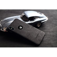 VAKU Alcantara Super Suede Logo Cut Leather Case For Iphone Xs Max (6.5) - Black