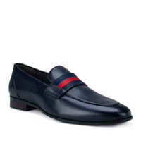 Rosso Brunello Blue Leather Loafers