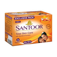 Santoor Sandal And Turmeric Soap (Pack Of 4 Soaps)