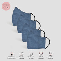 Fablestreet Reversible Cotton Mask Blue (Pack of 4)