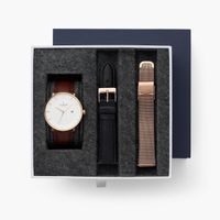 Nordgreen Philosopher Unisex Watch Bundle, Rose Gold with Brown,Black Leather Mesh Strap