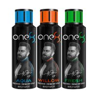One8 by Virat Kohli Deo Pack of 3 (Aqua, Fresh & Active) Deodorant Spray - For Men