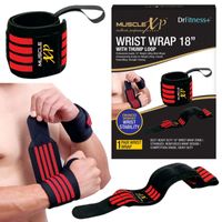 MuscleXP Drfitness+ Wrist Band 18 With Thumb Loop Support, Weight Liffing, (Black & Red)