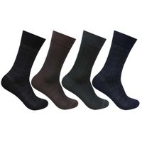 Bonjour Men's Mercerized Formal Dress Full Length Socks, Pack Of 4 - Multi-Color (Free size)