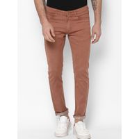 Urbano Fashion Men Salmon Pink Slim Fit Washed Jeans Stretchable (28)