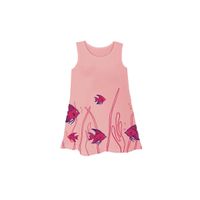 Plan B 100% Cotton Fish Print Sleeveless Peach Summer Dress for Girls