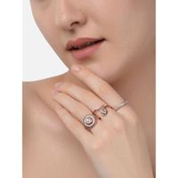 Zaveri Pearls Set of 3 Rose Gold Contemporary Cubic Zirconia Brass Rings-ZPFK11173
