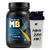 MuscleBlaze Beginner's Protein (jar Pack) Whey Supplement (chocolate, With 650ml Shaker (combo Pack)