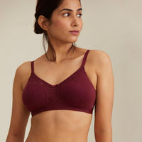Nykd by Nykaa Breathe Lace Double layer Wireless Bralette Full Coverage - Maroon NYB023