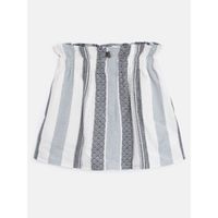 Luyk Striped Cotton Paper Bag Skirt - White