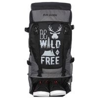 FUR JADEN Black Grey 55 LTR Rucksack Travel Backpack Bag For Trekking, Hiking with Shoe Compartment