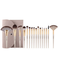 Allure Beige Pro Makeup Brush Set Of 16 With Suede Pouch
