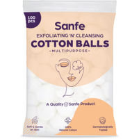 Sanfe Exfoliating & Cleansing Face Cotton Balls for Women - Pack of 100 | Apply and Clean Makeup