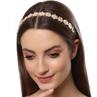 Karatcart Gold Plated Floral Chain Hairband for Womens