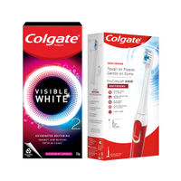 Colgate Visible White O2 Toothpaste Peppermint Sparkle & 250R Whitening Elec Toothbrush