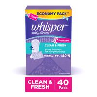 Whisper Daily Liners Clean & Fresh - Normal (40 Pads)