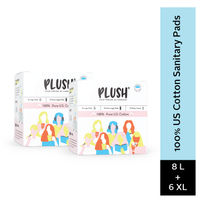 Plush 100% Pure US Cotton Ultra thin Sanitary Pads - 17Pcs - Pack of 2