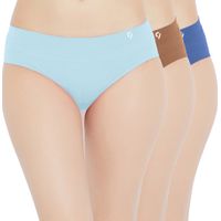 C9 Airwear Women's Solid Bikini Panty In Light-dark Blue & Brown - Pack of 3