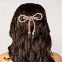Hair Drama Co. Crystal Hair Bow Barrette Clip - Rose Gold