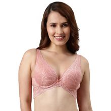 Enamor F091 Padded Wired Butterfly Cleavage Enhancer Plunge Push Up Bra Forever Rose Pink
