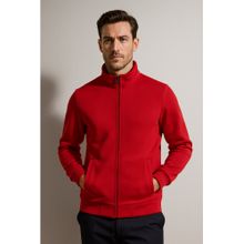 Parcel Yard Men's Winter Wear Zipper Red Sweatshirt