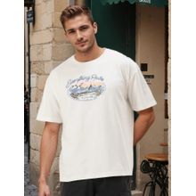 Bene Kleed Men Over Size Drop Shoulder Graphic Off White T-Shirt