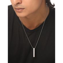 NVR Mens Silver Rhodium Plated Bar Pendant And Chain