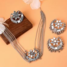 Teejh Janvi Silver Oxidized Mirror Jewelry Gift Set