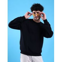 The Indian Garage Co Men Black Solid Oversized Fit Sweatshirt