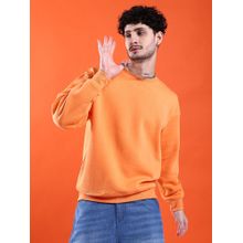 The Indian Garage Co Men Orange Solid Oversized Fit Sweatshirt