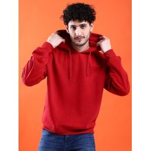 The Indian Garage Co Men Red Solid Regular Fit Hoodie