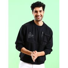 The Indian Garage Co Men Black Solid Regular Fit Sweatshirt