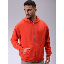 The Indian Garage Co Men Orange Solid Relaxed Fit Hoodie