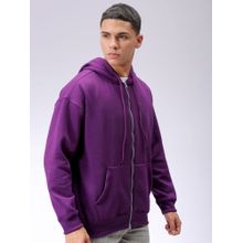 The Indian Garage Co Men Purple Solid Relaxed Fit Hoodie