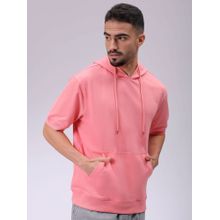 The Indian Garage Co Men Pink Solid Oversized Fit Hoodie