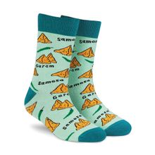 Dynamocks Garam Samosa Men & Women Crew Length Socks - Multi-Color (Free Size)