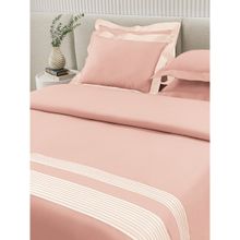 Ddecor Live Beautiful 210 TC Cotton Solid Bed Sheet Set-P0013-AVALON-ROSE QUARTZ-SNOW (King)