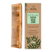 Nat Habit Oil Treated Kacchi Neem Ayurvedic Wooden Comb - Dual Tooth for Detangling & Frizz Control