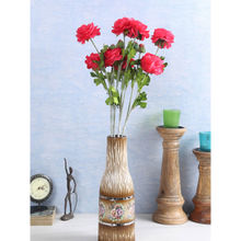 Fourwalls Decoration Artificial Rose Flower Stick (65 cm Tall, 3 Heads Flowers, Set of 4, Red)