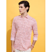 HIGHLANDER Men Peach Slim Fit Printed Shirt