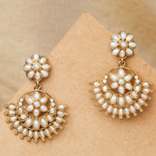 Fida Wedding Ethnic Gold Pearl Chandbali Drop Earrings For Women-OSXXPDJE106