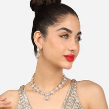 Zaveri Pearls Gold Tone Austrian Diamonds & Stones Necklace & Earring Set